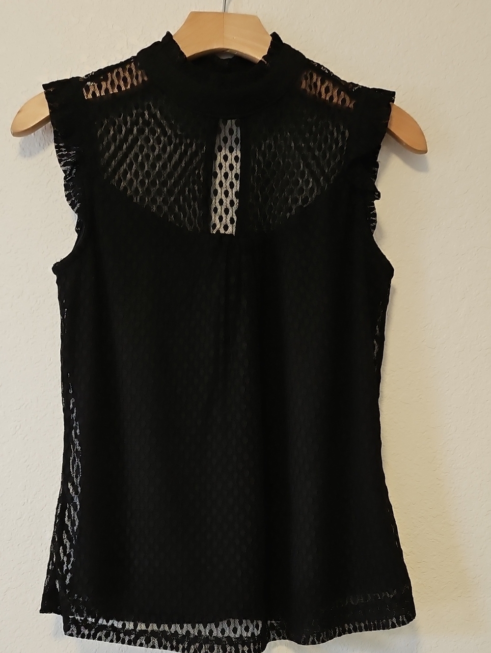 HeartSoul Black Lace Mock Neck Sleeveless Top
